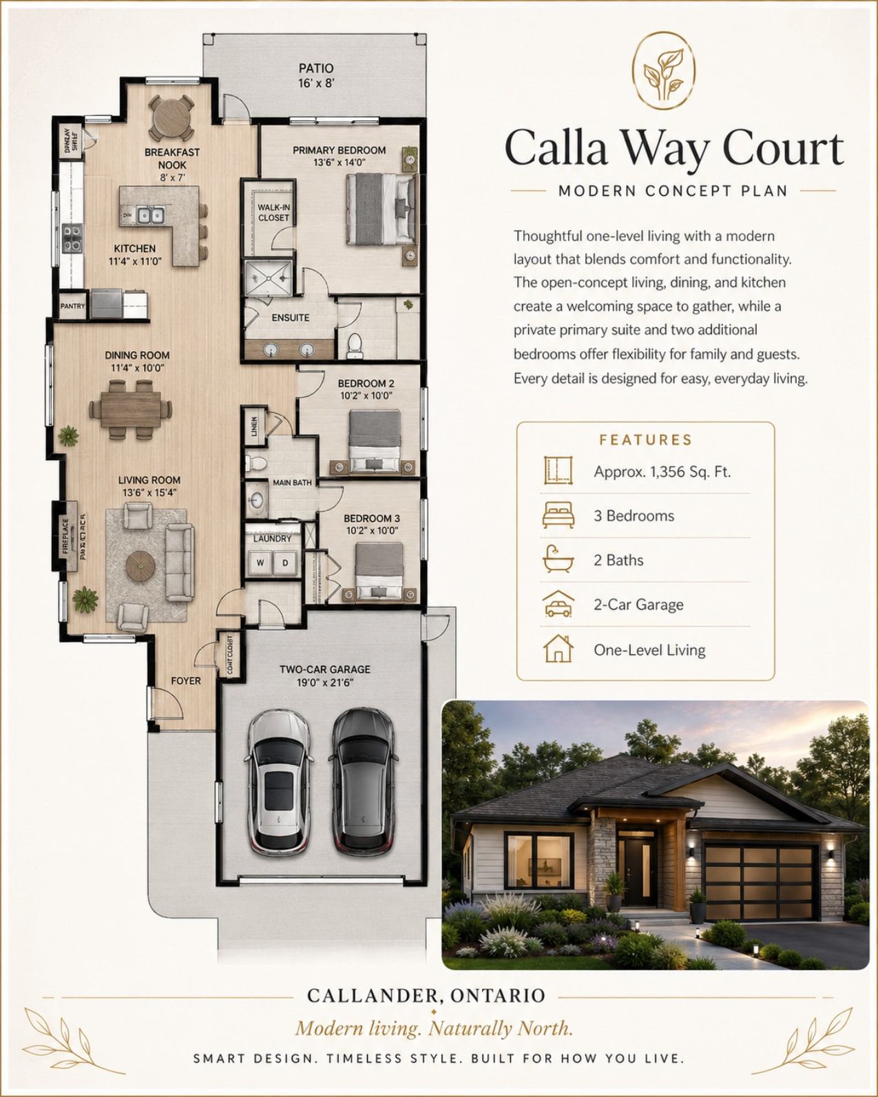 Concept Plan Three — modern concept plan sheet, 1,356 sq ft, 3 bedrooms